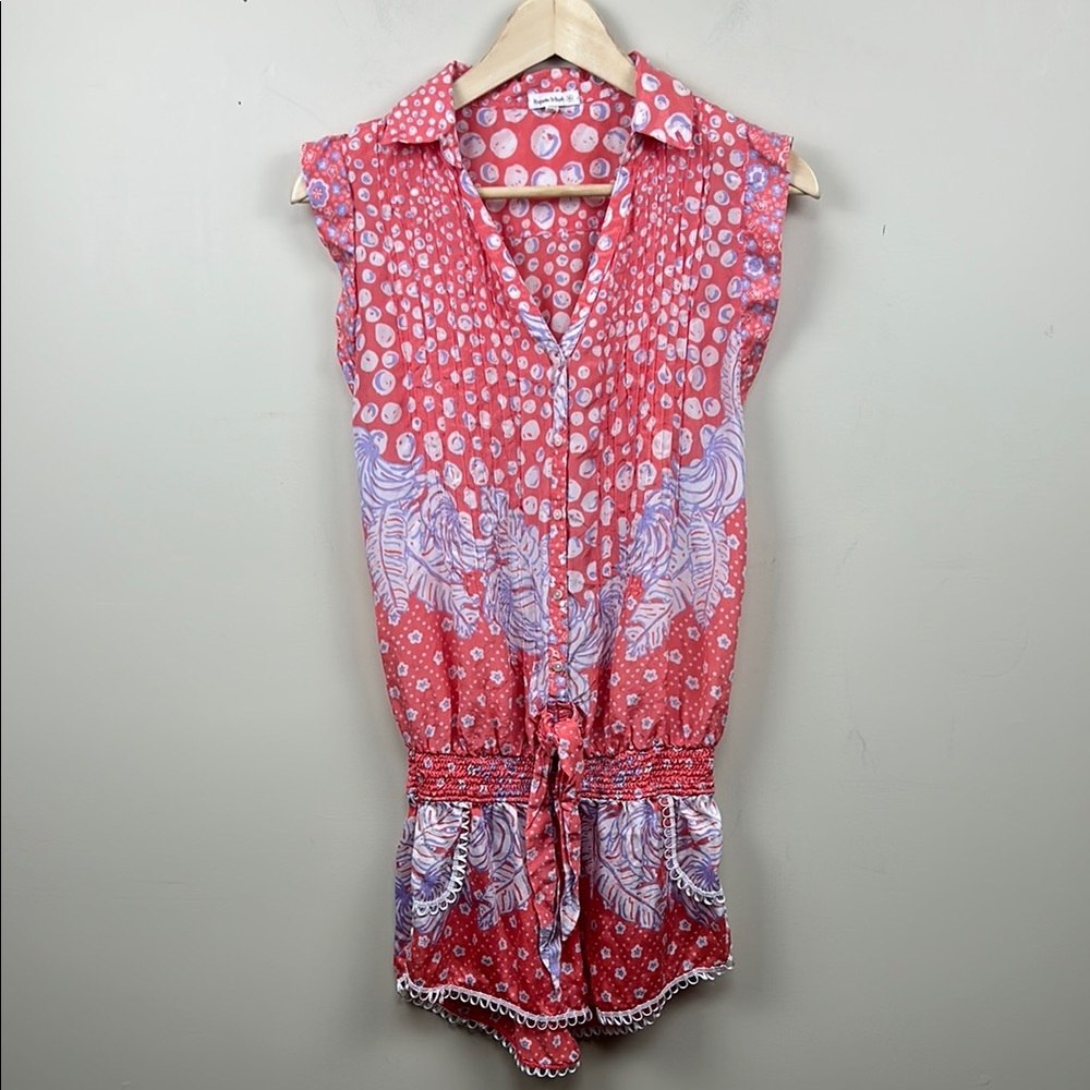 🎀Poupette st barths  small silk Red and Purple Sleeveless Romper